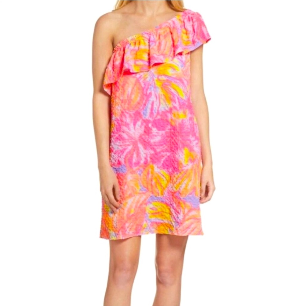 Lilly Pulitzer Emmeline Orange and Pink Floral Dress in Sun Splashed-Small